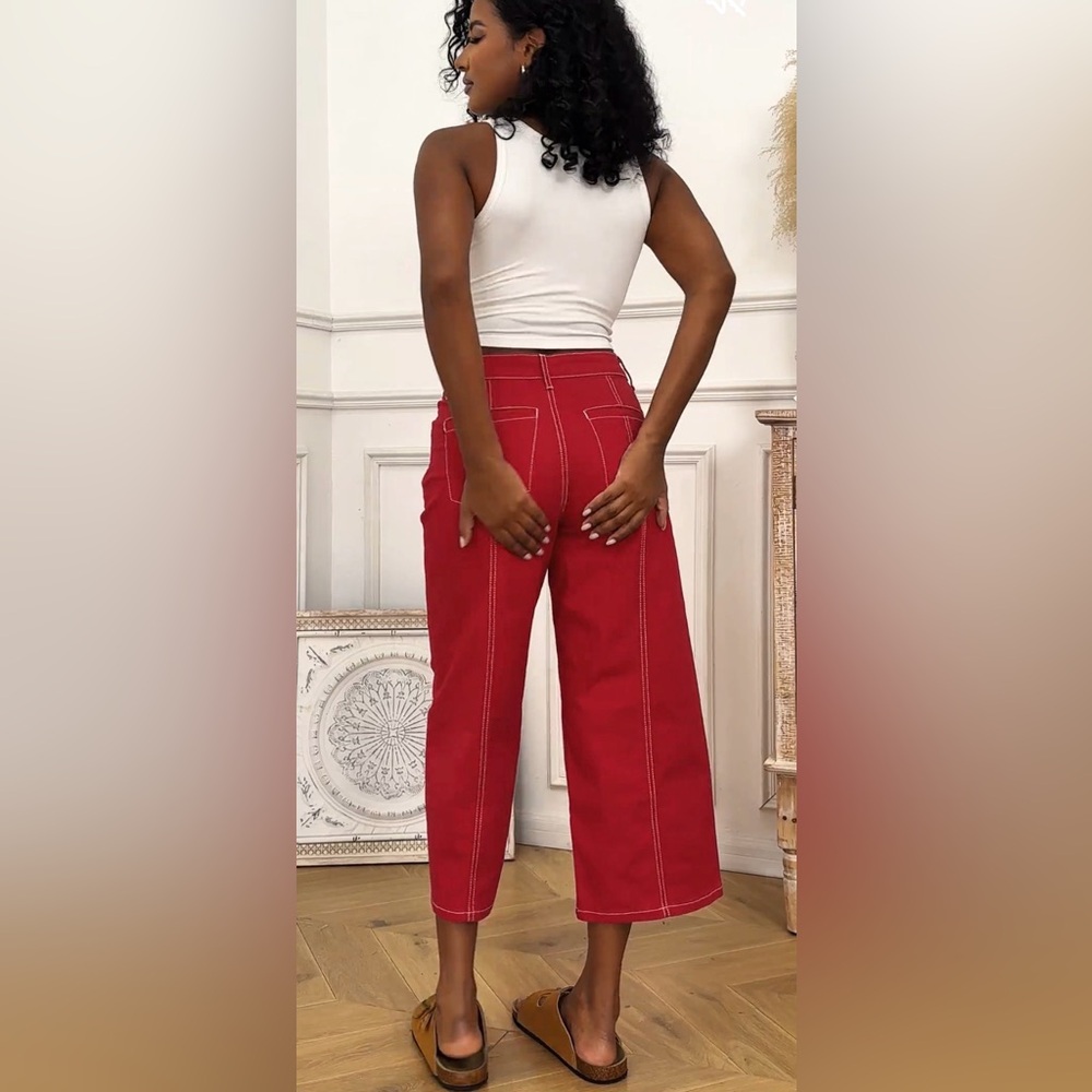 🎈Flamingals Red Wide Leg Pants - Picture 2 of 15